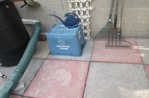 Only Child's new garden tool area on the patio
